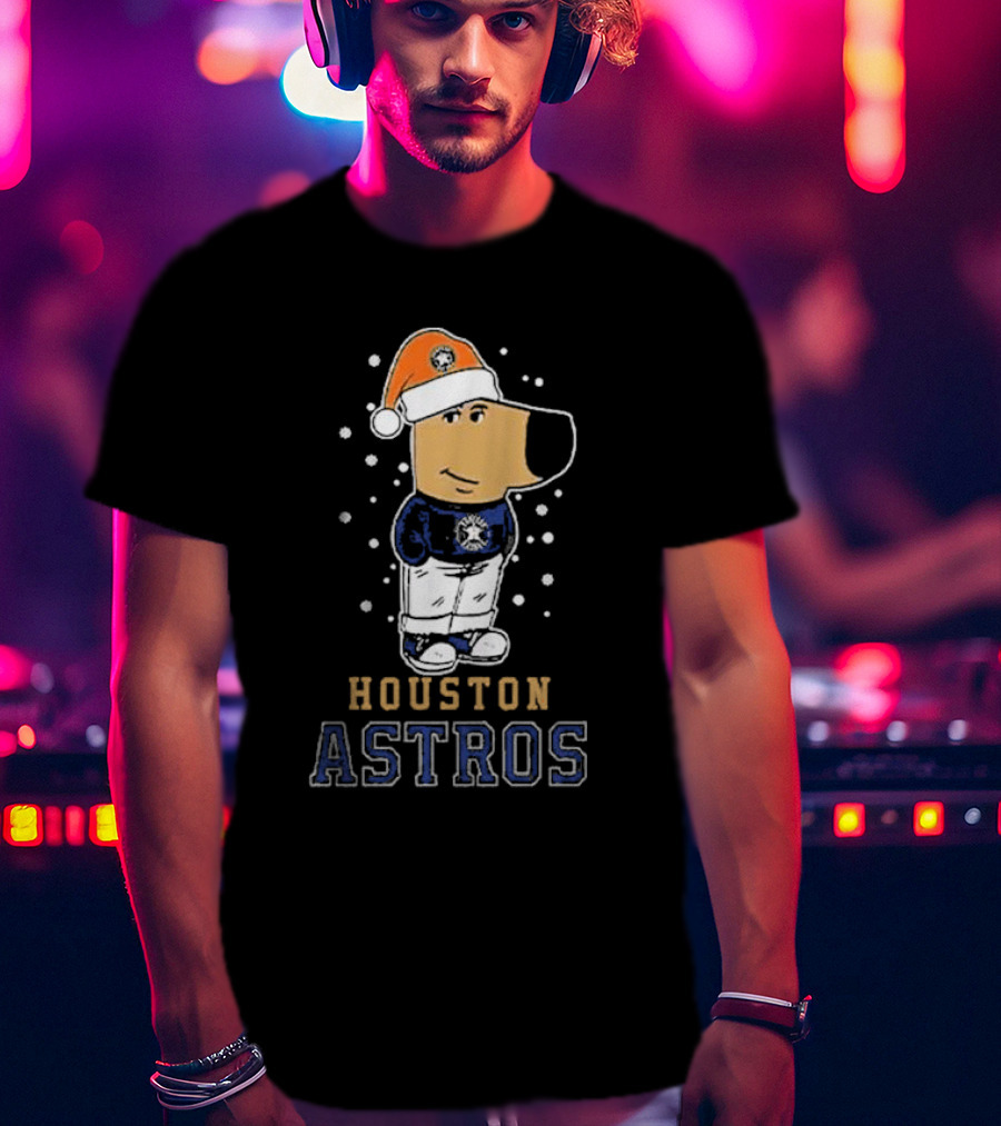 Houston Astros Christmas Santa Dog Mascot T-Shirt
