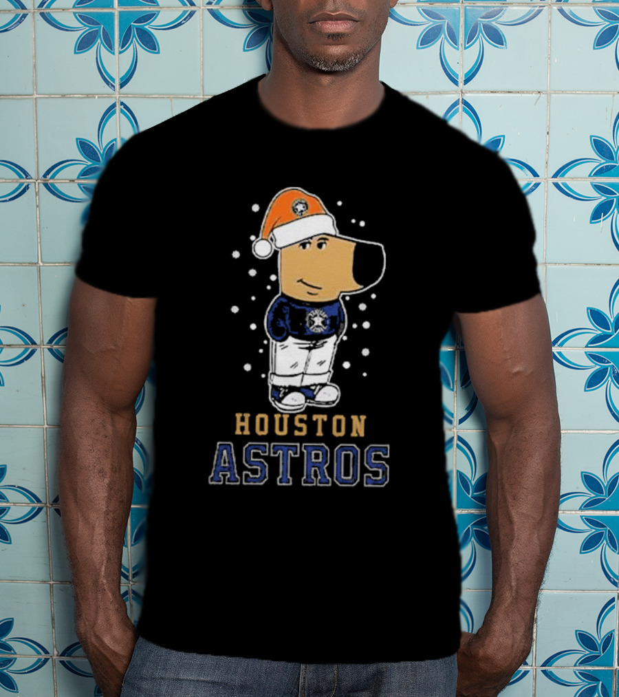 Houston Astros Christmas Santa Dog Mascot T-Shirt