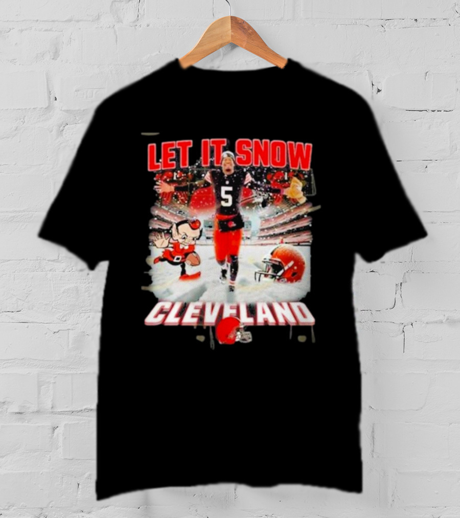 Let It Snow Cleveland Browns Football Helmet T-Shirt