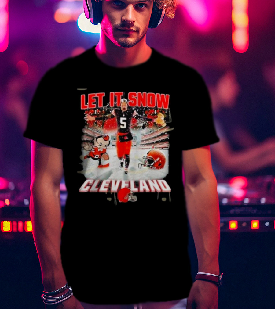 Let It Snow Cleveland Browns Football Helmet T-Shirt