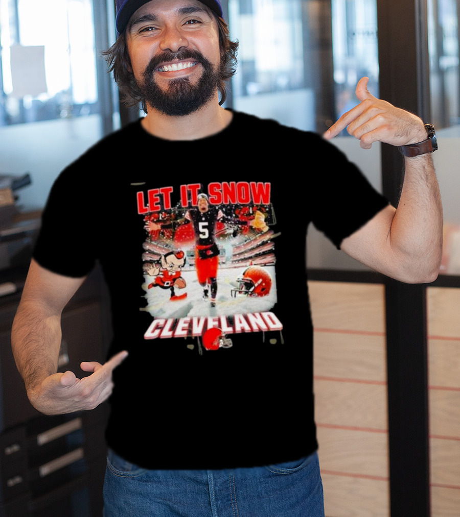 Let It Snow Cleveland Browns Football Helmet T-Shirt