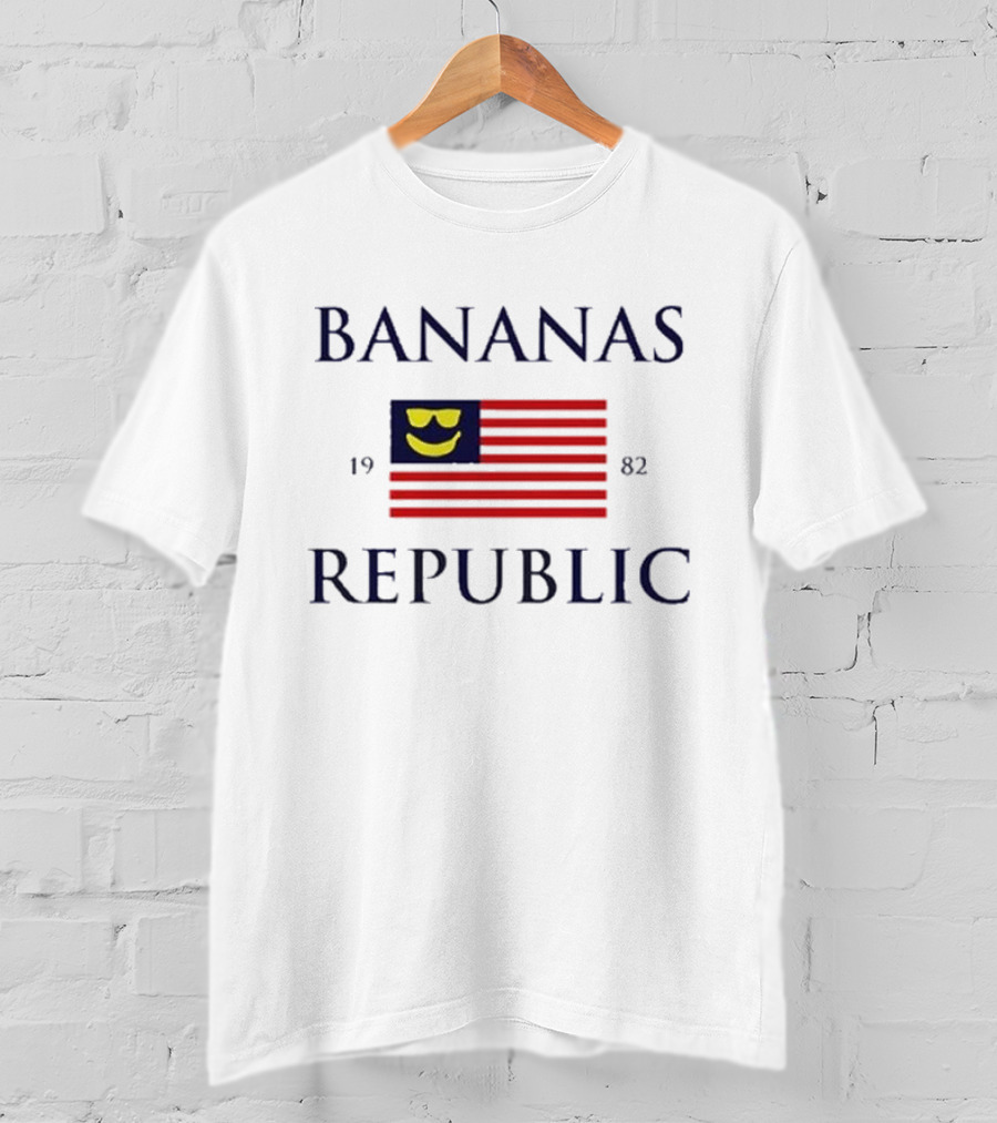 Bananas Republic 1982 Flag With Sunglasses Emoji T-Shirt