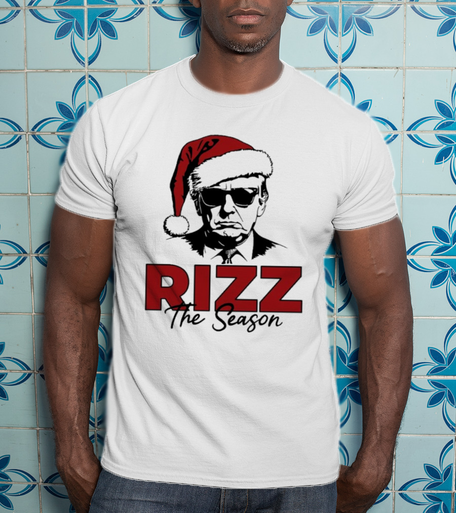 Rizz The Season Santa Hat Sunglasses Christmas T-Shirt