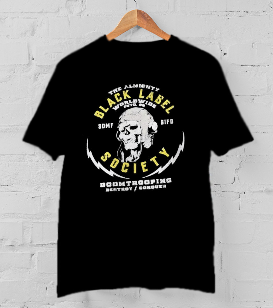The Almighty Black Label Society Worldwide Doomtrooping Destroy Conquer Skull T-Shirt