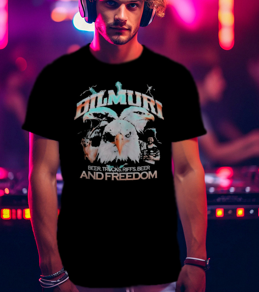 Bilmuri Beer Trucks Riffs And Freedom Eagle T-Shirt