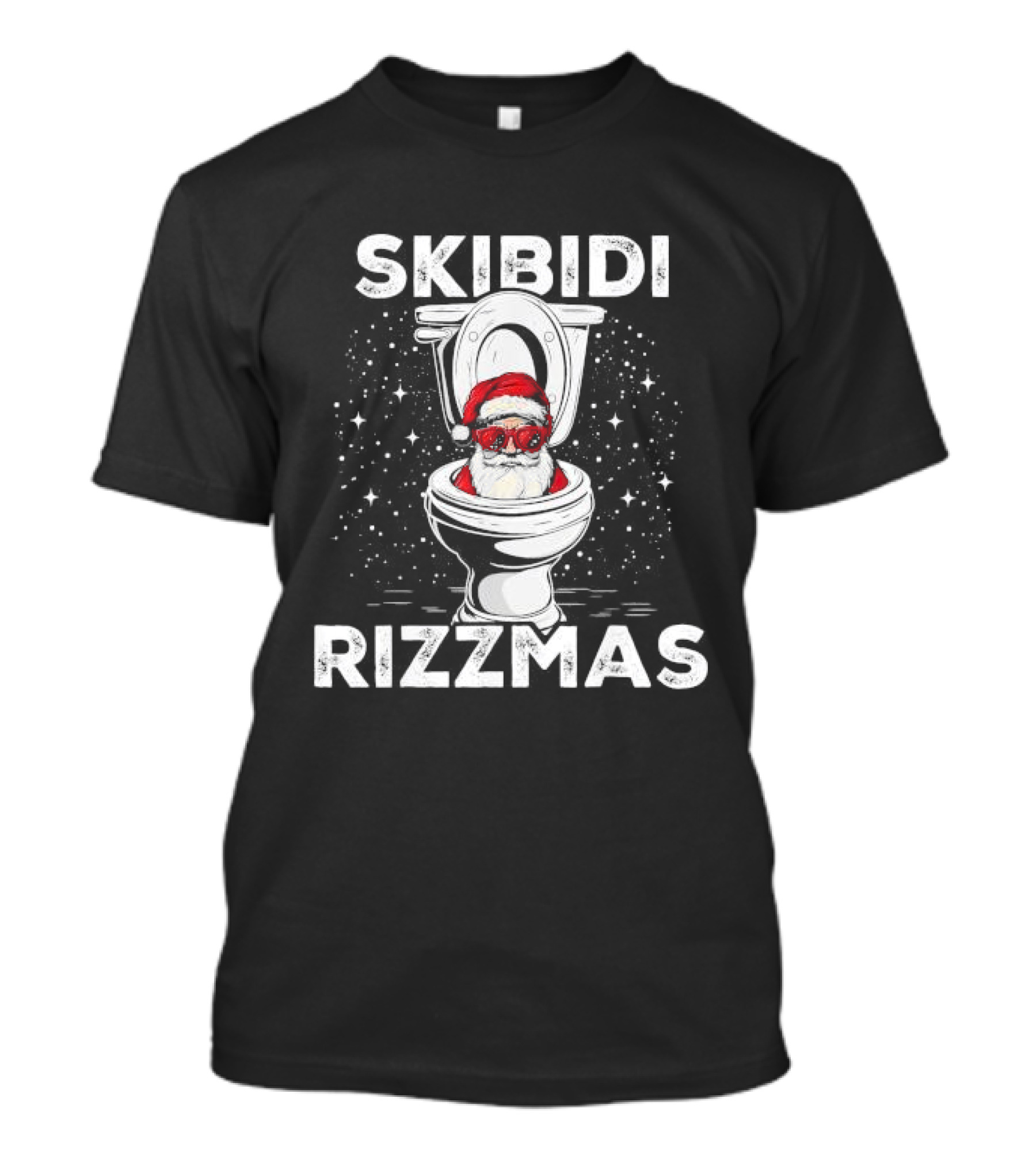 Skibidi Rizzmas Toilet Santa White Elephant Christmas T-Shirt
