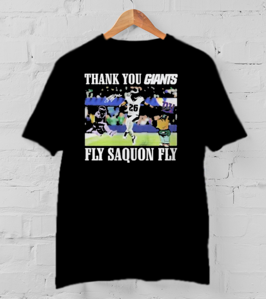 Thank You Giants Fly Saquon Fly 26 Football Jumping Action T-Shirt