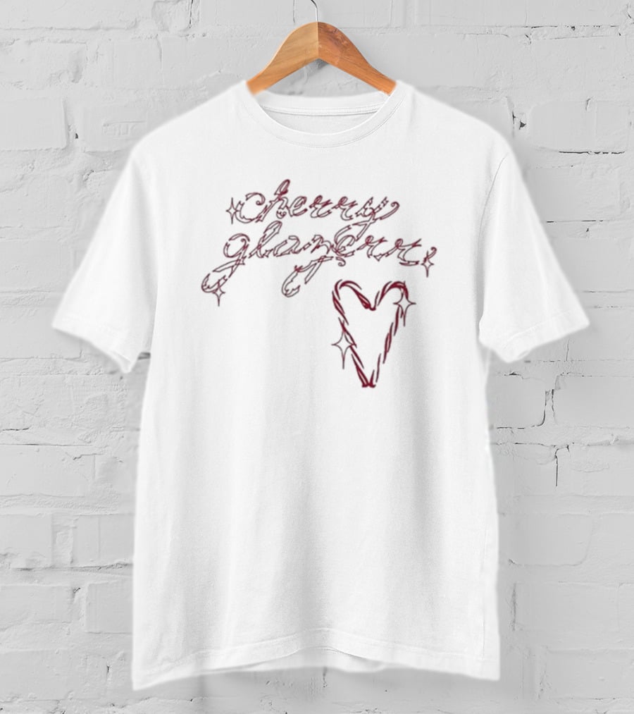 Cherry Glazerr Candy Cane Heart Sparkle Lettering T-Shirt