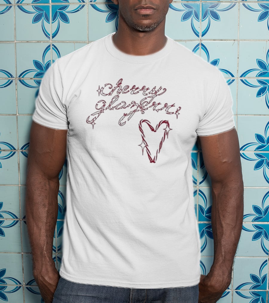 Cherry Glazerr Candy Cane Heart Sparkle Lettering T-Shirt