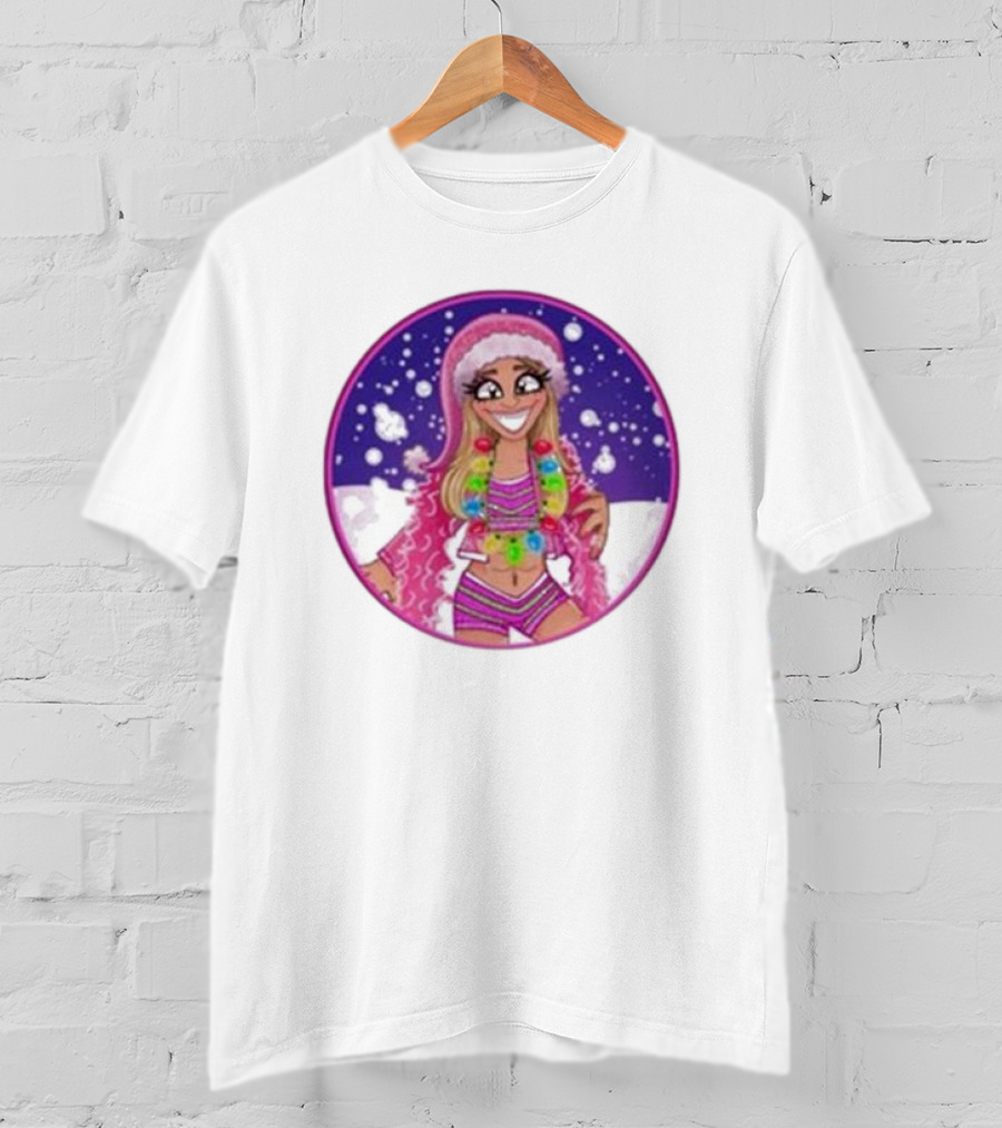 Merry Brittmas Wrestling Funny Christmas Outfit Santa Hat Cartoon T-Shirt