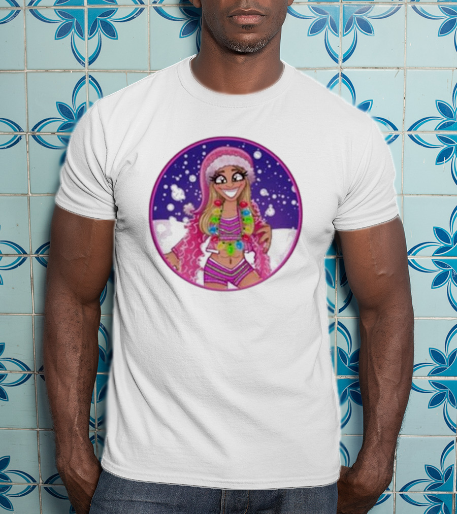 Merry Brittmas Wrestling Funny Christmas Outfit Santa Hat Cartoon T-Shirt