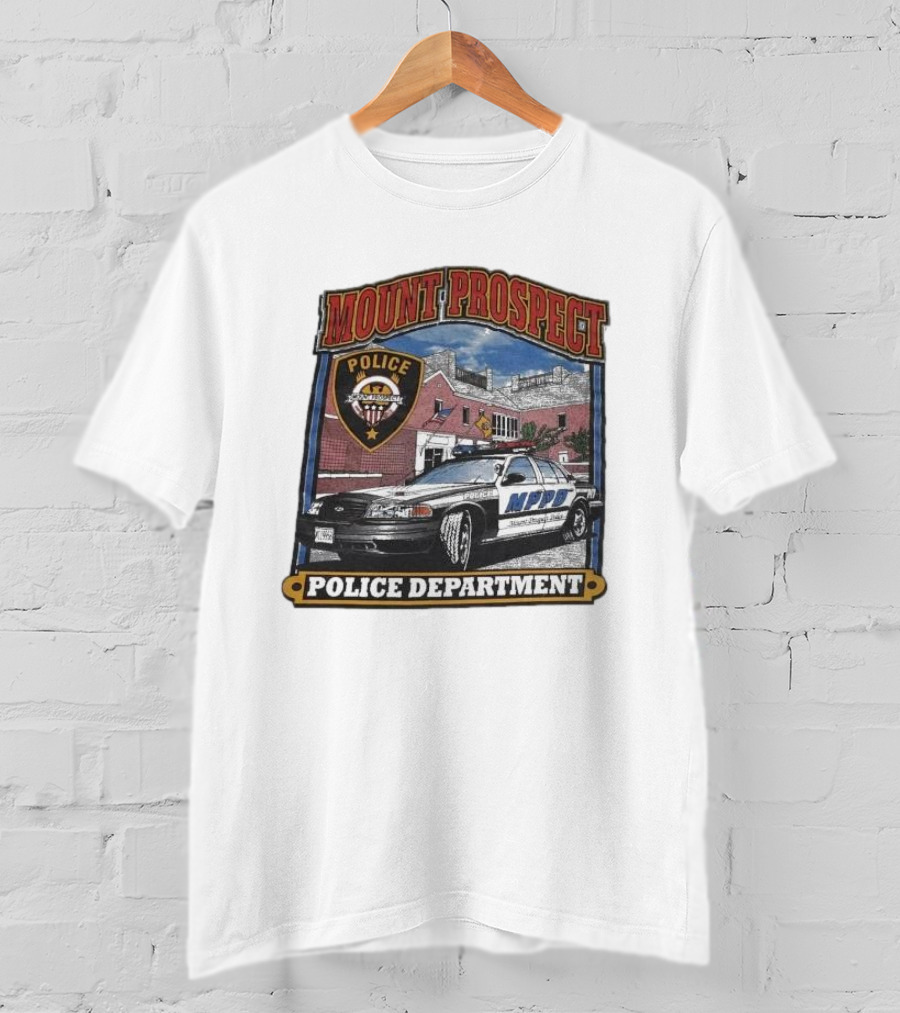 Mount Prospect Police Department Illinois Badge And Patrol Car T-Shirt