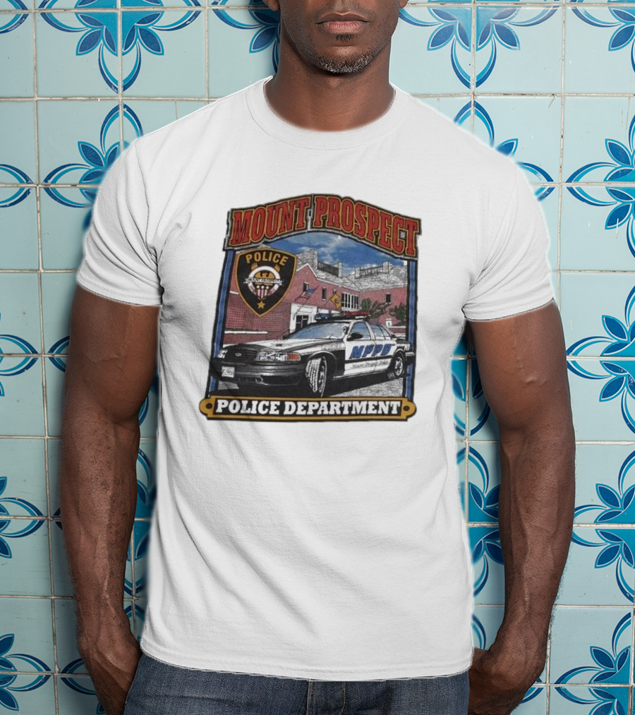 Mount Prospect Police Department Illinois Badge And Patrol Car T-Shirt