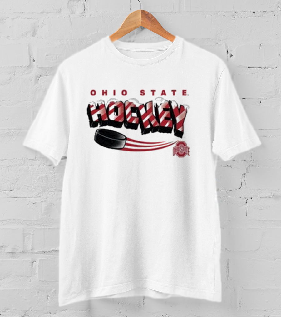 Ohio State Buckeyes Hockey Holiday Candy Cane Puck T-Shirt