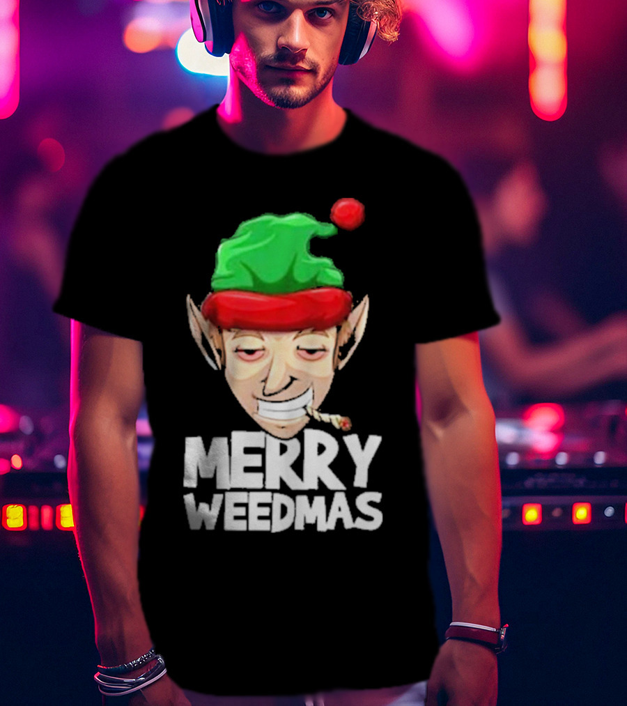 Merry Weedmas Elf Smoking 420 T-Shirt