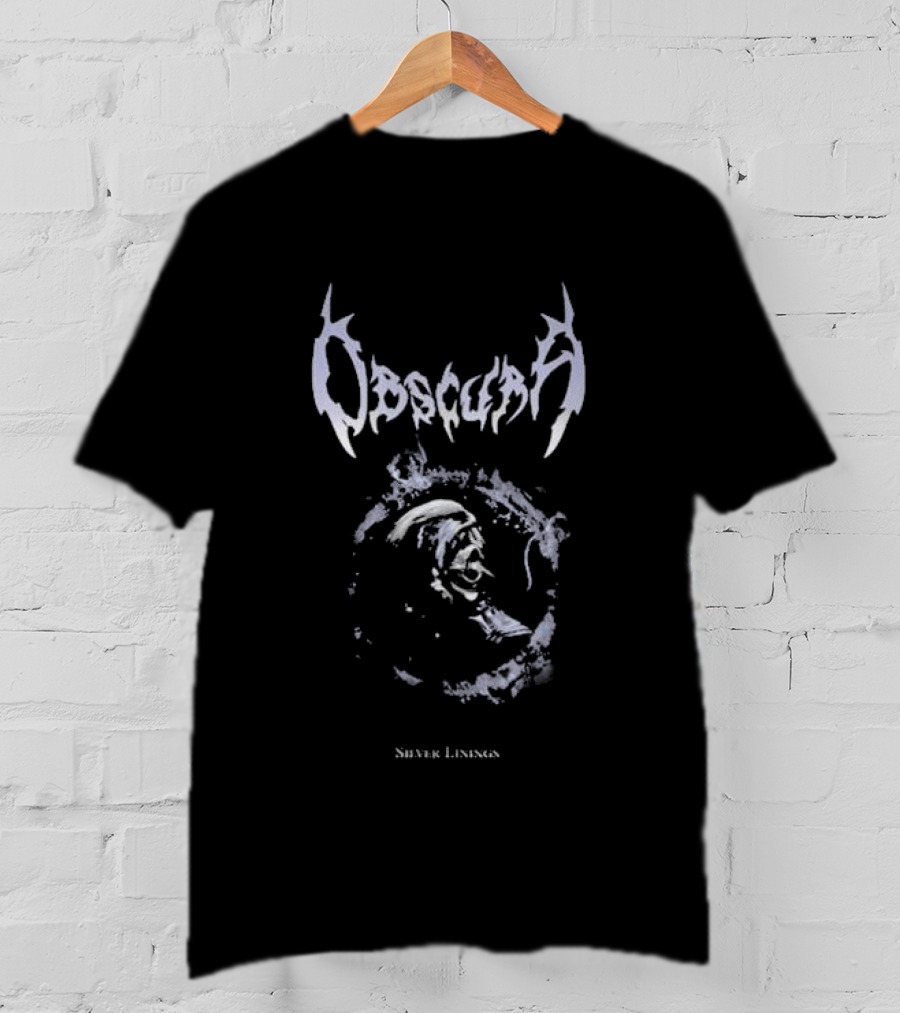 Obscura Silver Linings Skull And Helmet Motif T-Shirt