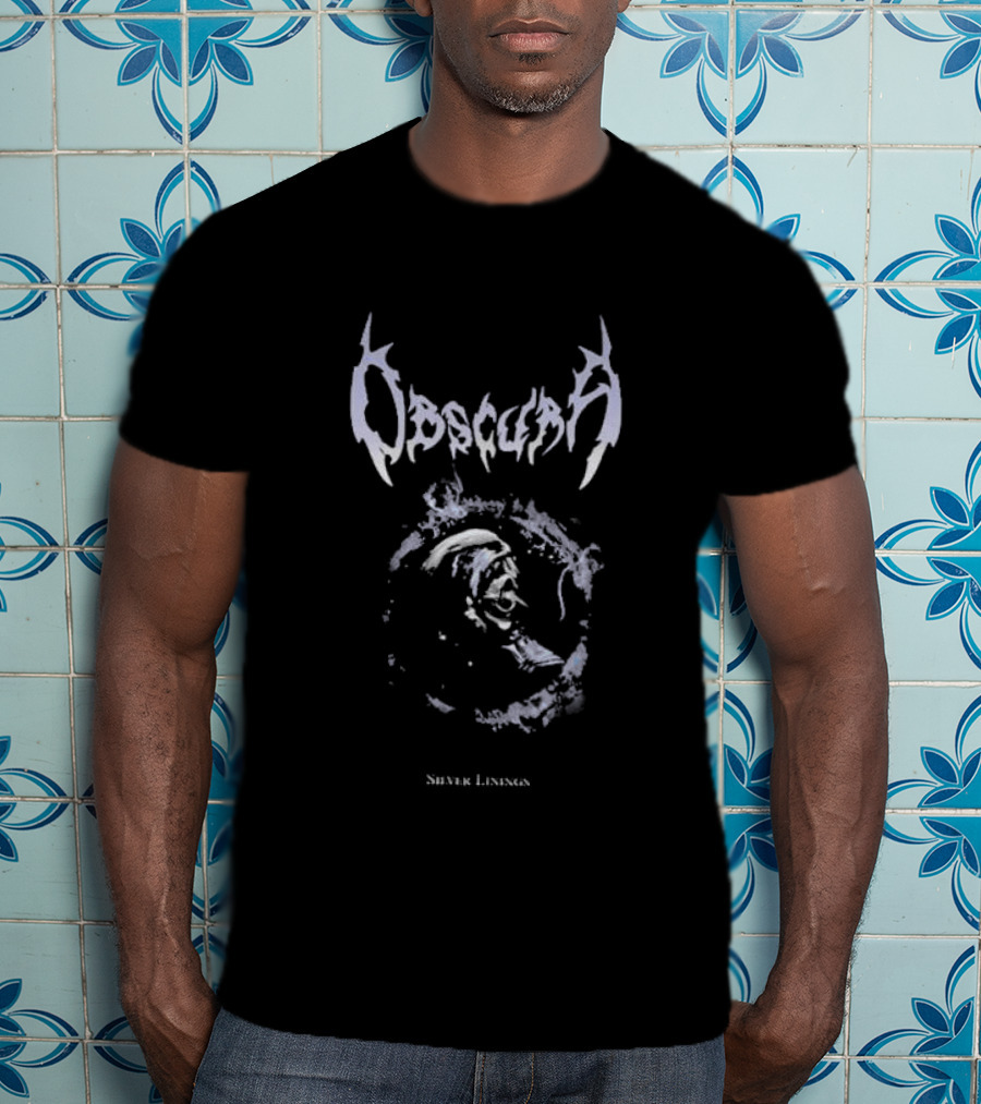 Obscura Silver Linings Skull And Helmet Motif T-Shirt