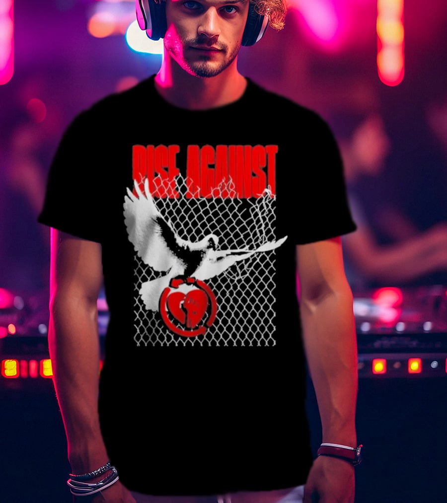 Rise Against Caged Dove Heart Symbol T-Shirt