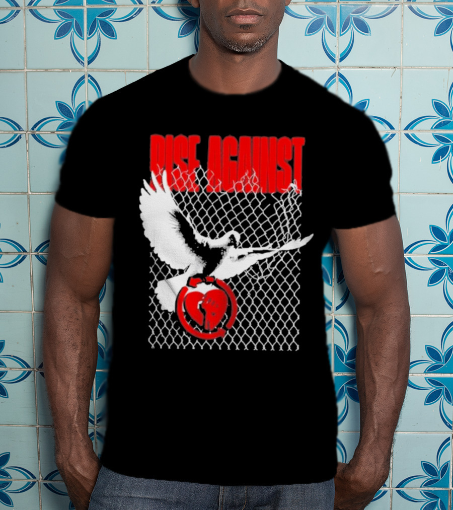 Rise Against Caged Dove Heart Symbol T-Shirt