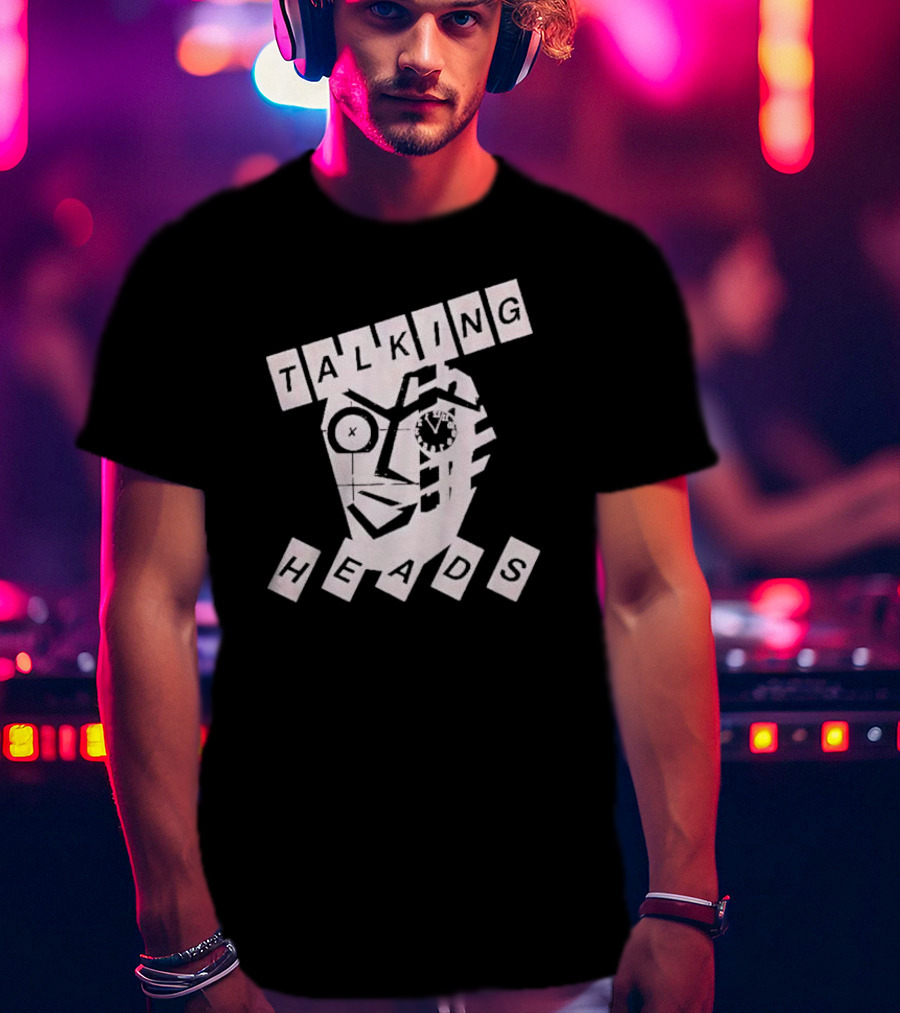 TALKING HEADS Face Art With Text Blocks T-Shirt