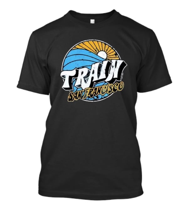 Train San Francisco Sunset Wave Retro T-Shirt