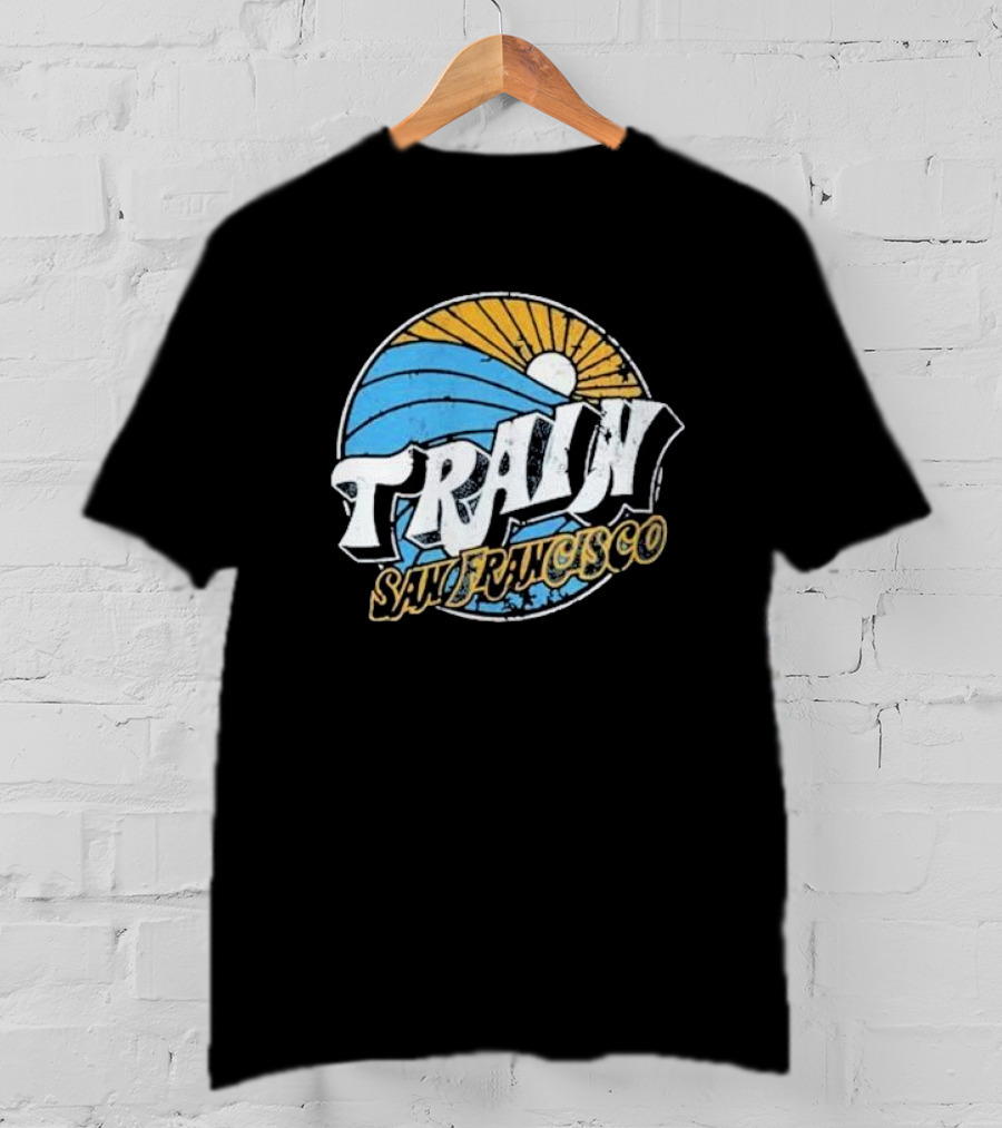 Train San Francisco Sunset Wave Retro T-Shirt