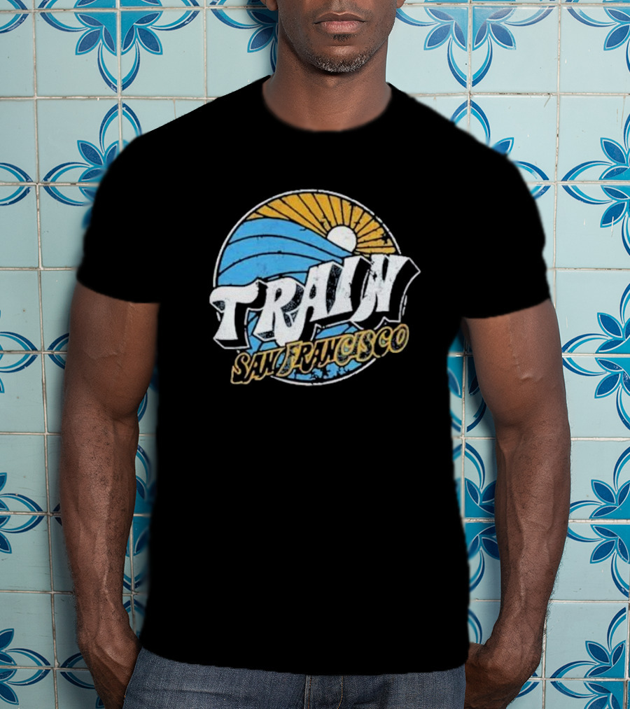 Train San Francisco Sunset Wave Retro T-Shirt