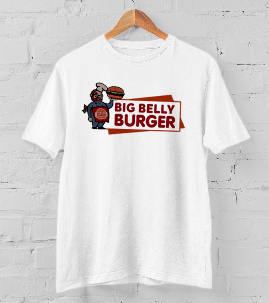 Big Belly Burger Logo With Chef Holding Burger T-Shirt