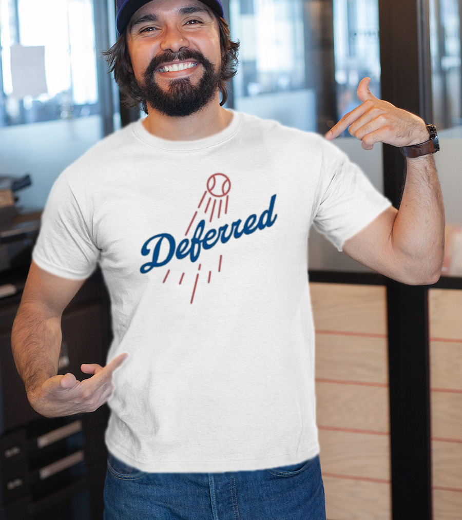 Dodgers Deferred Baseball Script With Baseball T-Shirt