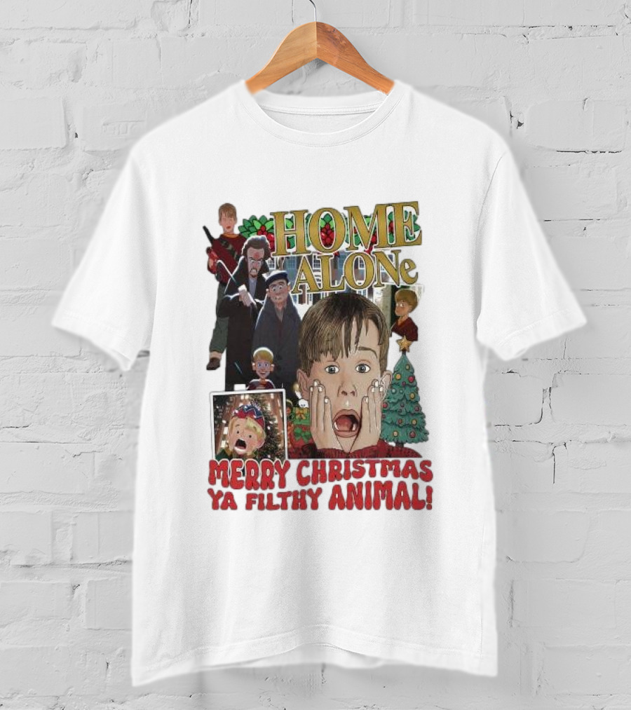 Home Alone Merry Christmas Ya Filthy Animal Kevin McCallister Holiday Movie Collage T-Shirt