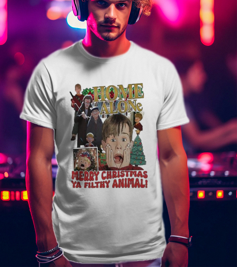 Home Alone Merry Christmas Ya Filthy Animal Kevin McCallister Holiday Movie Collage T-Shirt