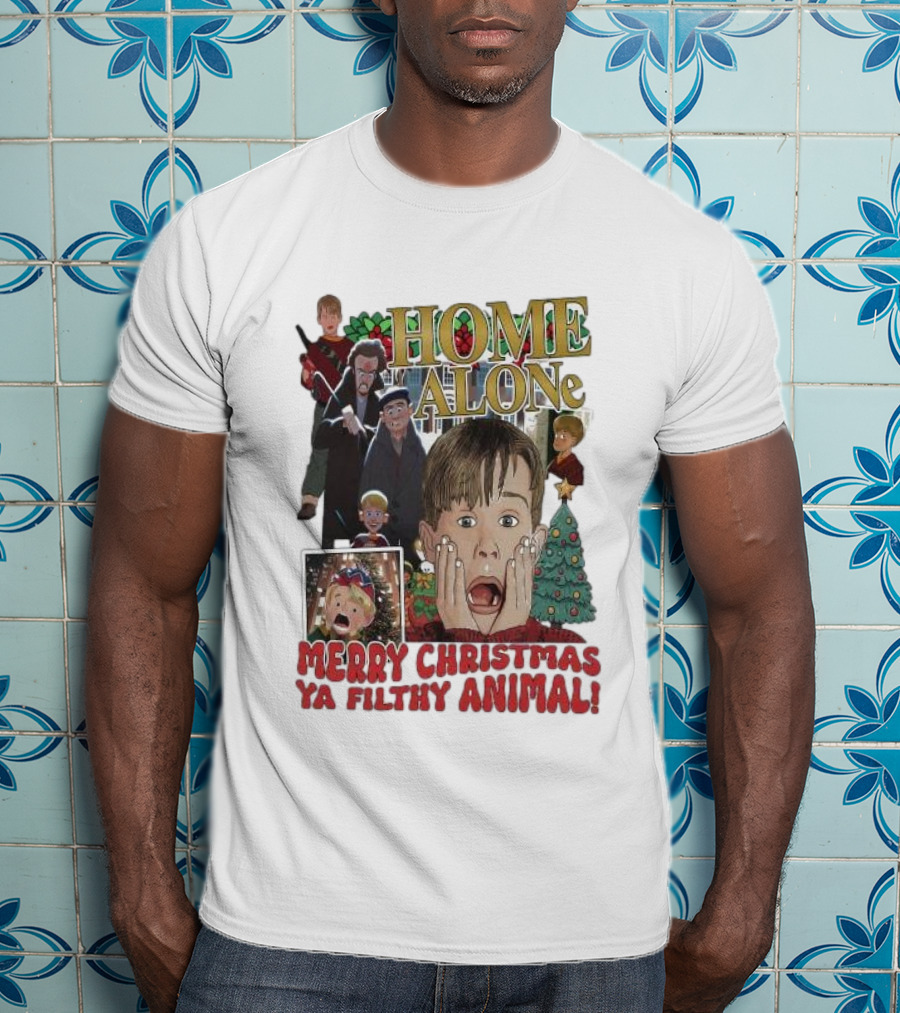 Home Alone Merry Christmas Ya Filthy Animal Kevin McCallister Holiday Movie Collage T-Shirt