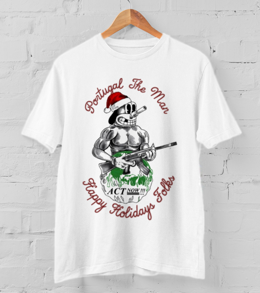 Portugal The Man Happy Holidays Folks Act Now Santa Comic T-Shirt