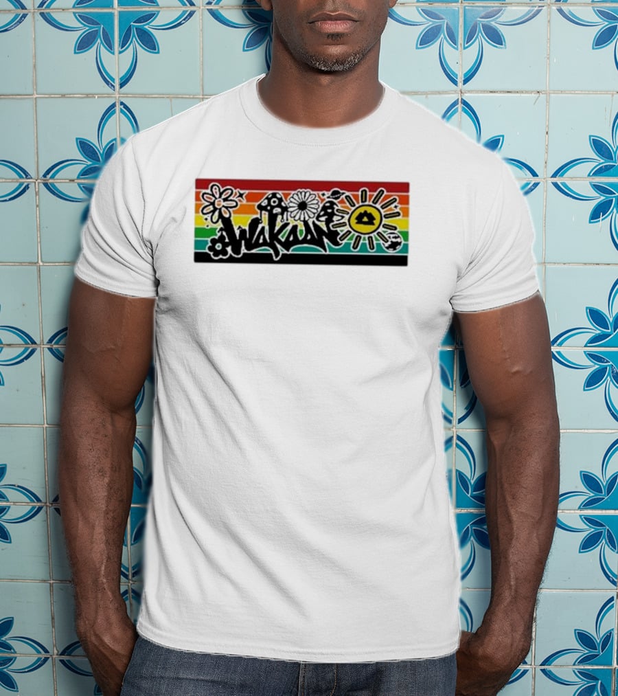 Wakaan Psychedelic Flower And Mushroom Rasta Sun T-Shirt