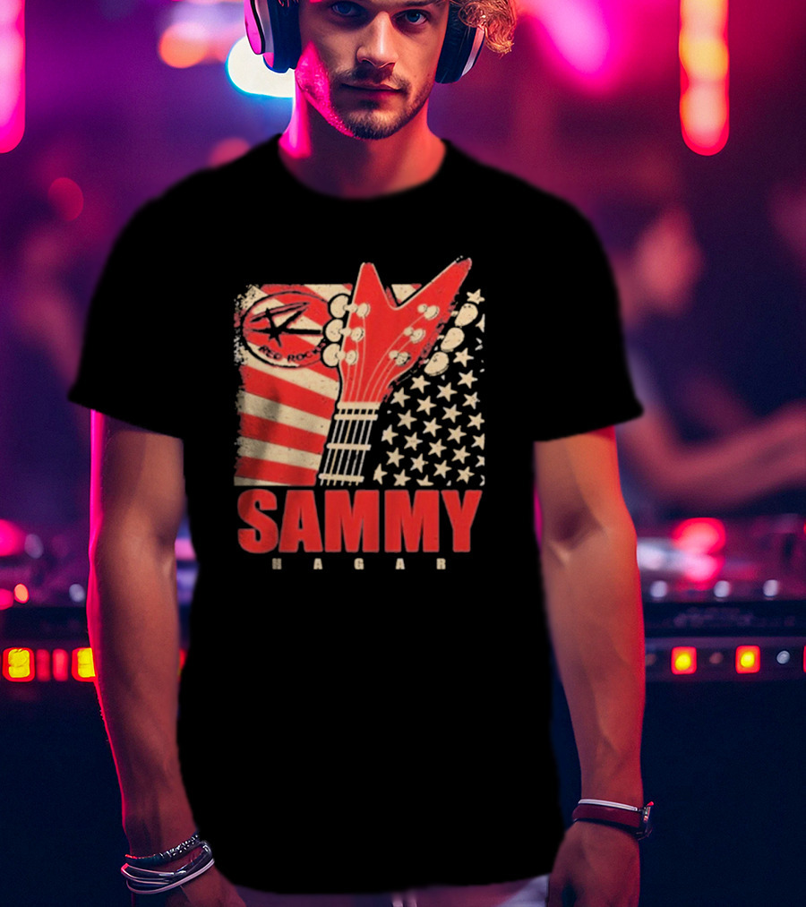 Sammy Hagar Red Rocker American Flag Guitar T-Shirt