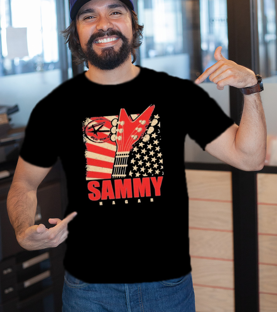 Sammy Hagar Red Rocker American Flag Guitar T-Shirt