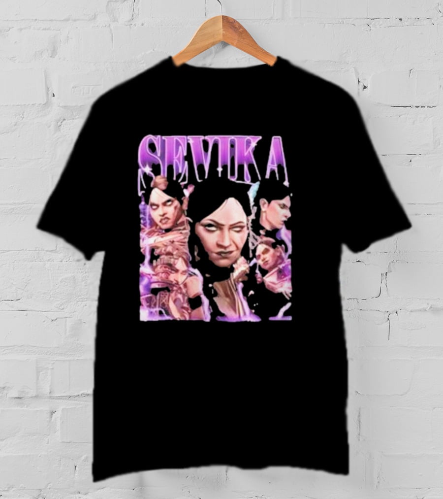 SEVIKA Arane Character Collage Graphic Purple Tones T-Shirt