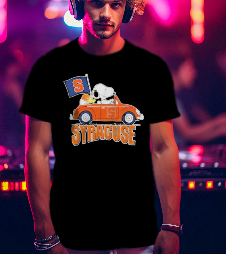 Snoopy Syracuse Orange Basketball Driving Car T-Shirt
