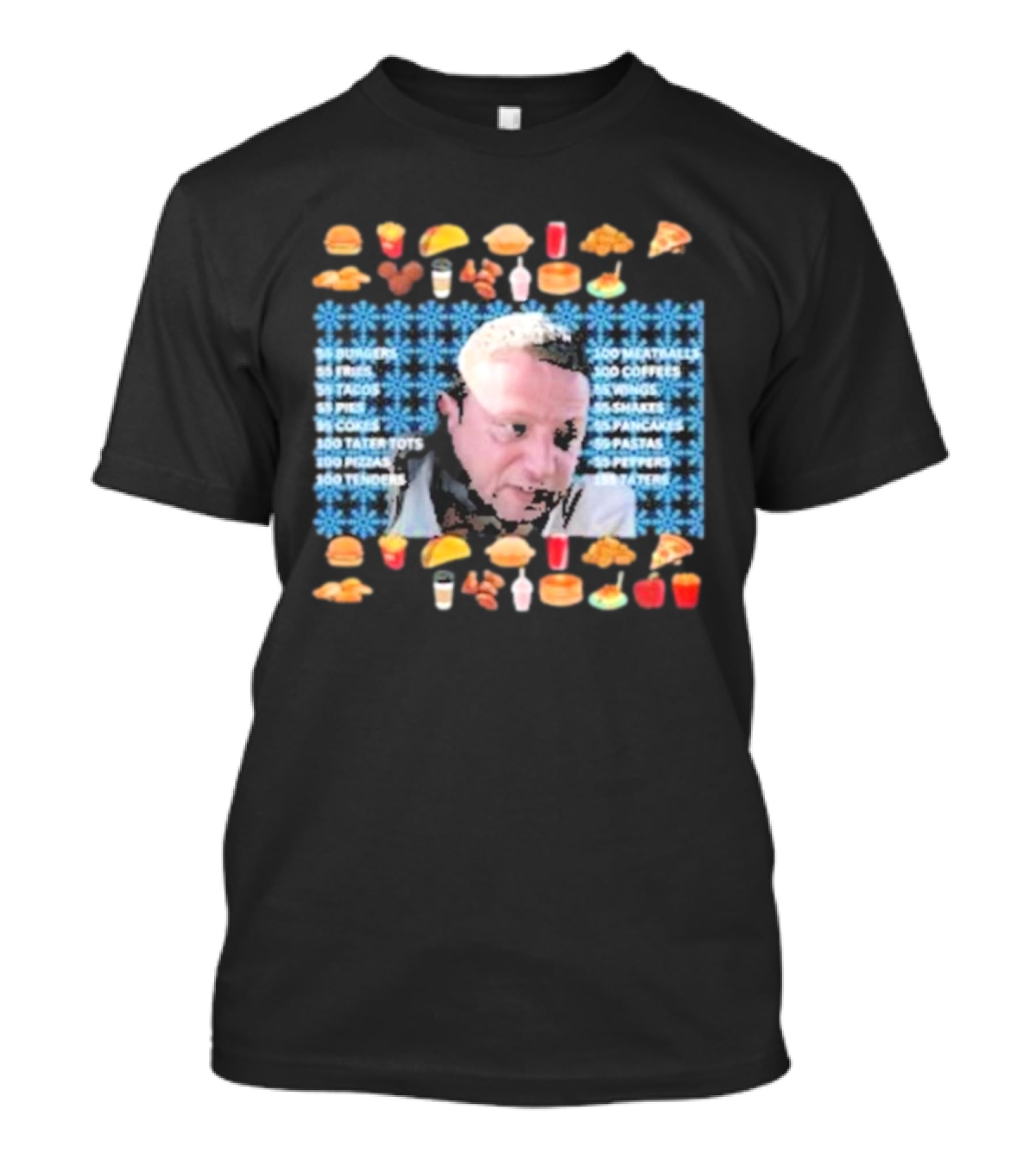 Tim Robinson 55 Burgers 55 Fries 55 Tacos 55 Pies 100 Tenders Ugly Christmas T-Shirt