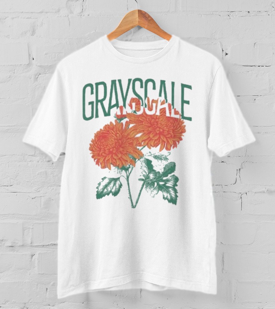Grayscale Vintage Flower Logo T-Shirt