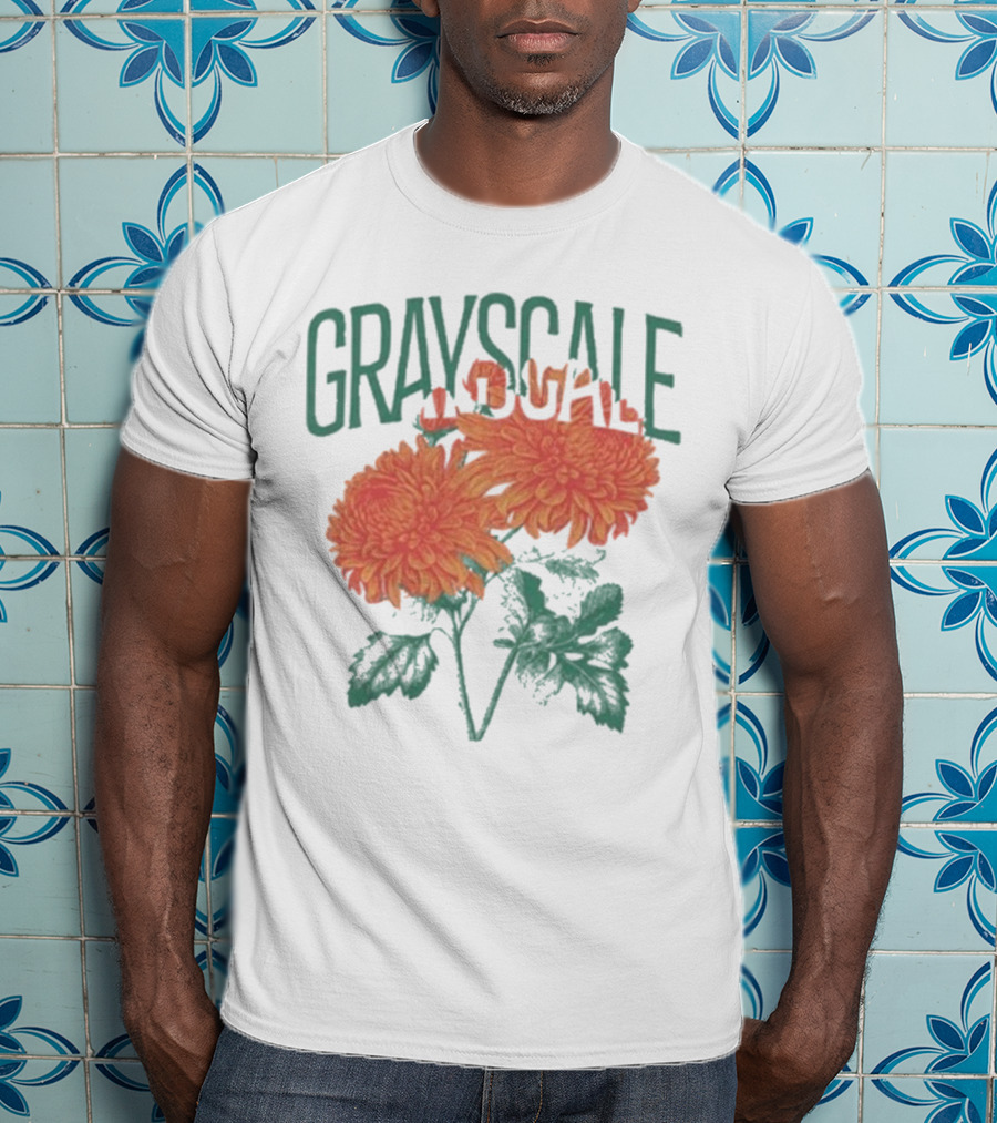 Grayscale Vintage Flower Logo T-Shirt