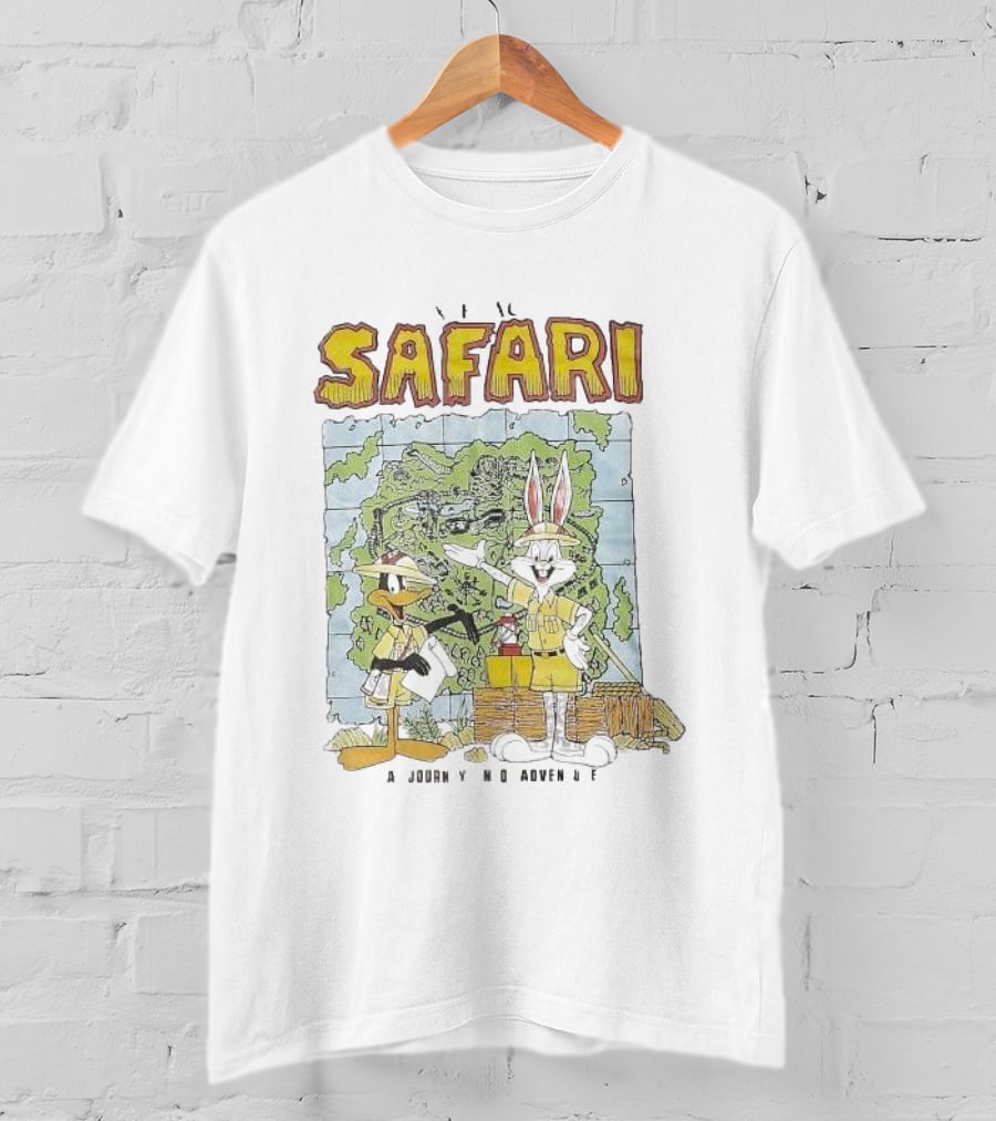 Safari Adventure With Iconic Cartoon Characters Map Exploration T-Shirt