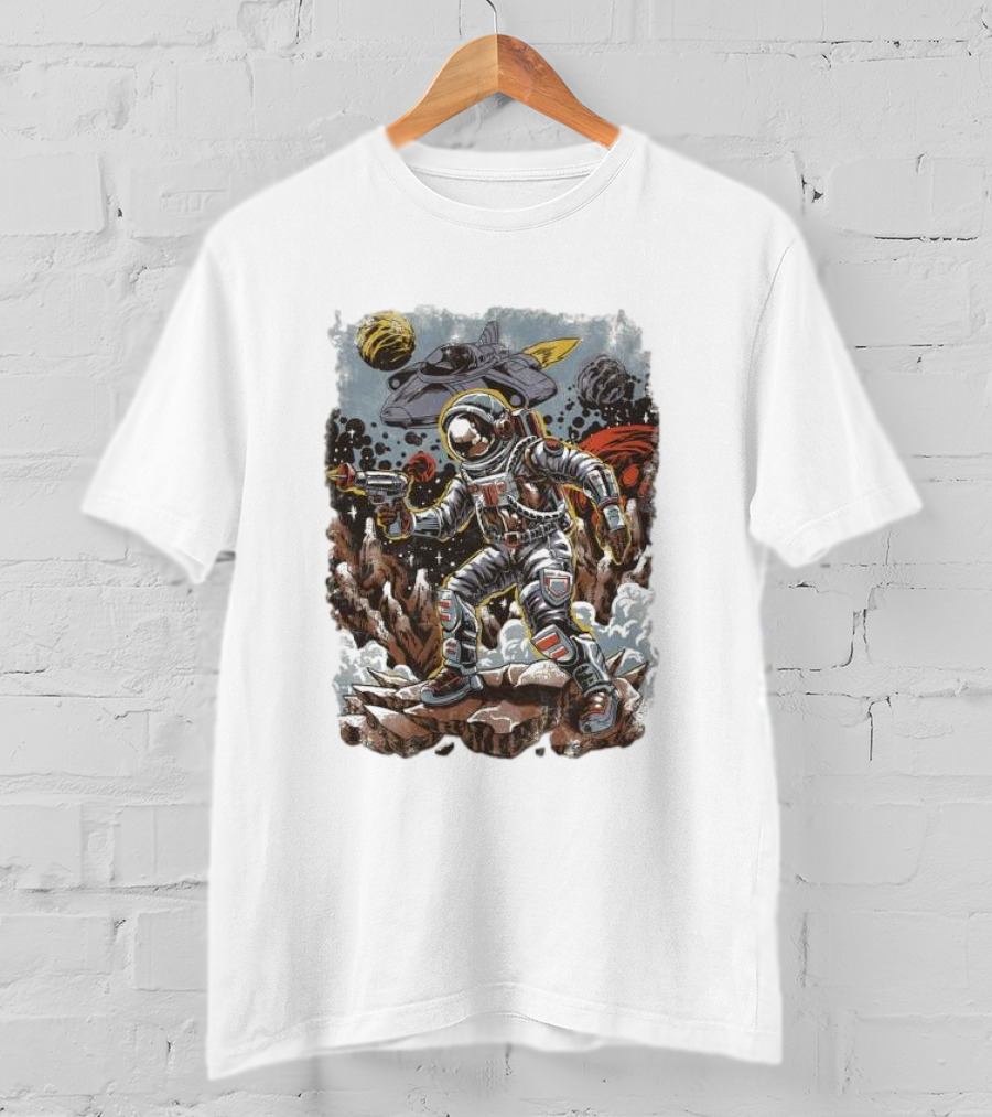 Space Saga Vintage Astronaut Adventure With Retro Planets And Spaceship T-Shirt