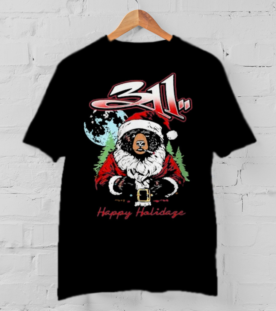 311 Santa Bear Happy Holidaze Christmas T-Shirt