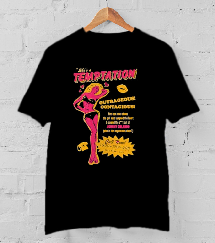 She's A Temptation Outrageous Contagious Johnny Orlando Mysterious Vixen Retro Hotline T-Shirt