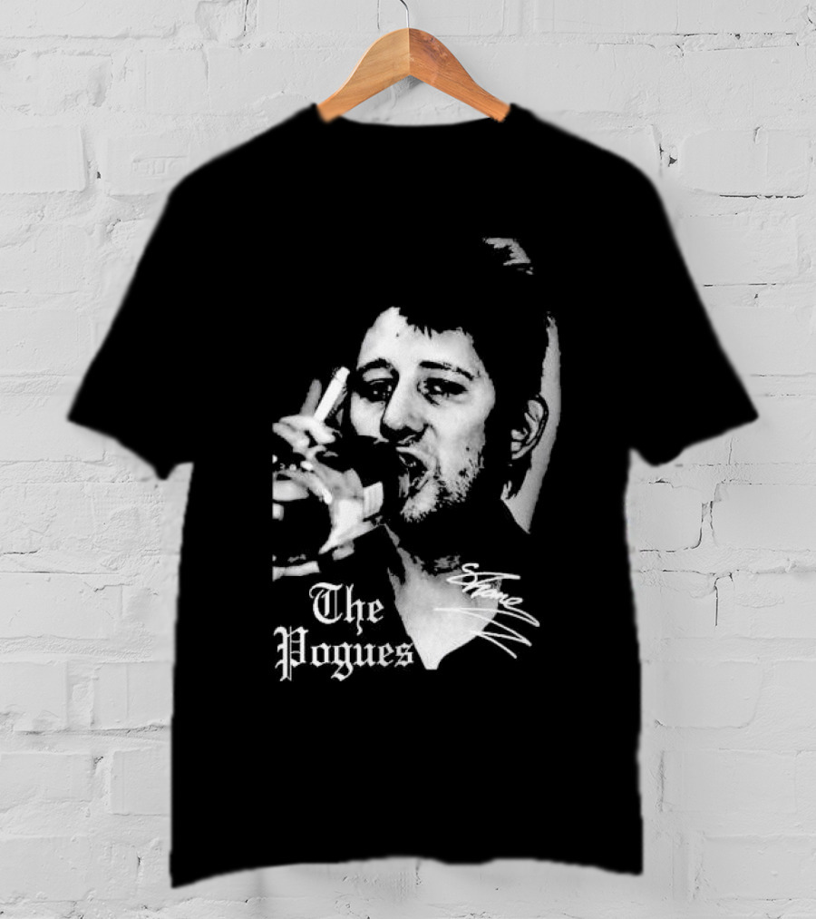The Pogues Shane MacGowan Smoking Black And White Photo T-Shirt