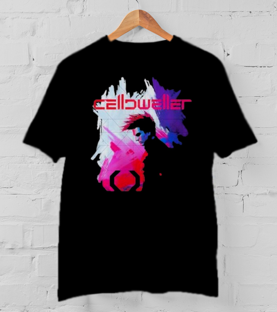Celldweller The Sentinel Neon Abstract Portrait With Geometric Accent T-Shirt