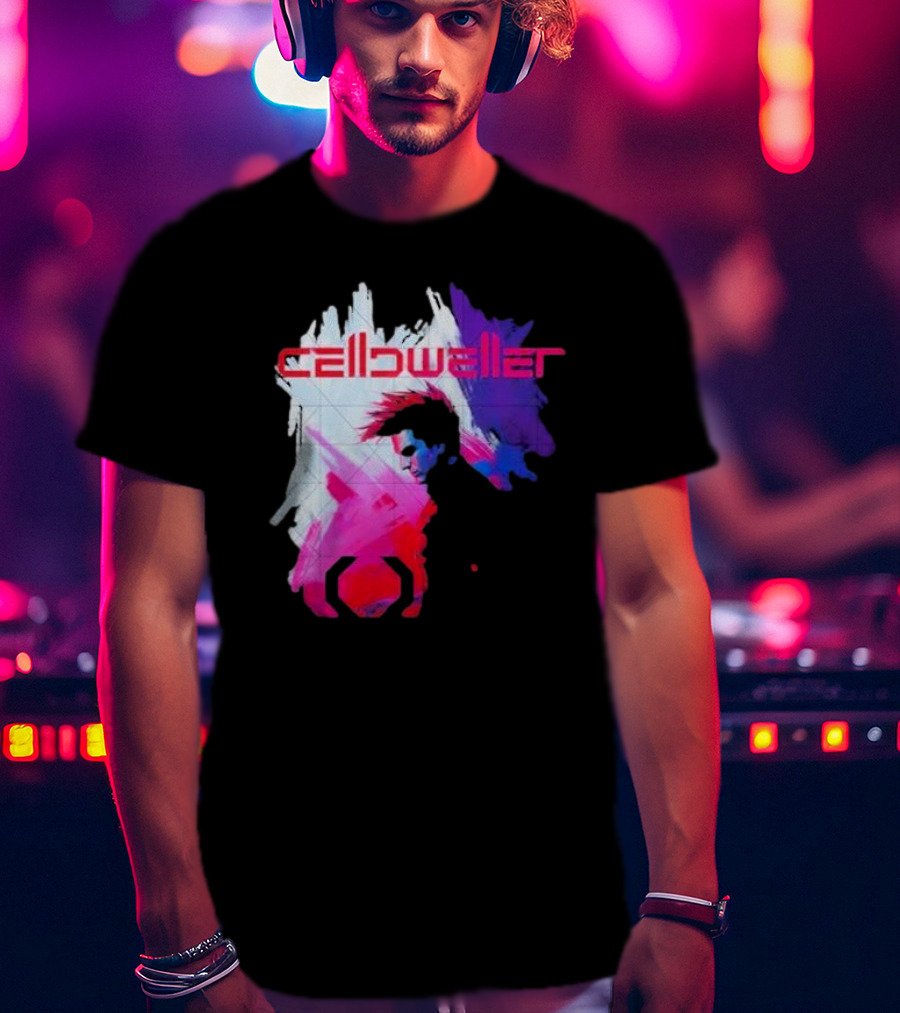 Celldweller The Sentinel Neon Abstract Portrait With Geometric Accent T-Shirt