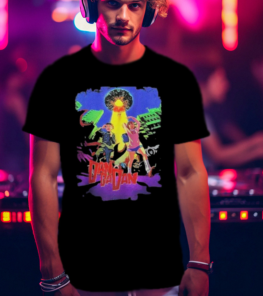 Dan Da Dan Manga Anime UFO Adventure Neon Colors T-Shirt