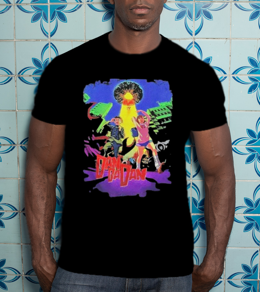 Dan Da Dan Manga Anime UFO Adventure Neon Colors T-Shirt